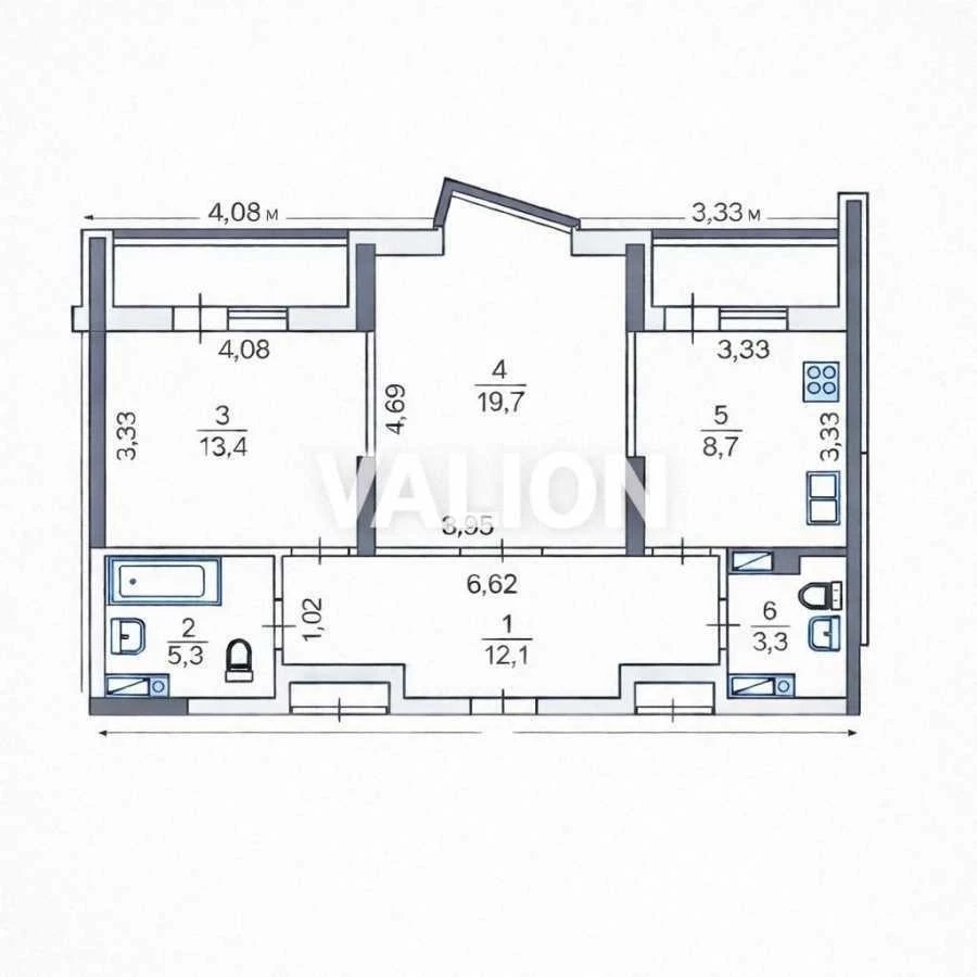 Sale of 2-room apartment 69.5 m², Mykhaila Donts Street, Dra