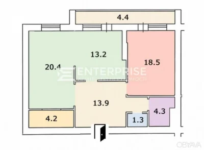 2-room apartment, 80 sq.m.