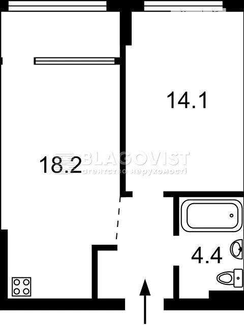 Sale of 1-room apartment 44.1 sq. m. on Generala Grekova 4 • I