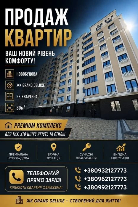 Продаж 2к/к ЦЕНТР ‼️ЖК Grand DeLuxe ‼️НОВОБУДОВА ‼️Продажа 2