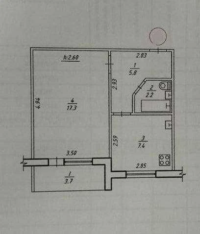 Продаж 1-кімнатної квартири вул. Харківська (зупинка Мʼясоко