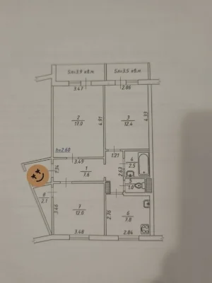 Продам 3к.квартиру на 4 поверсі М.Лушпи