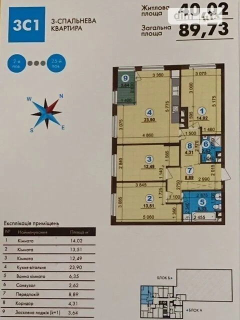 Sale of 3-room apartment 90.1 sq. m. on Oleksandra Olesia St. 8/17