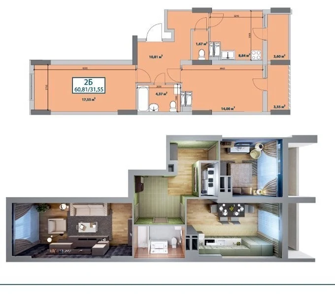 Продажа 2-комнатной квартиры 64 м², Теодора Драйзера ул.