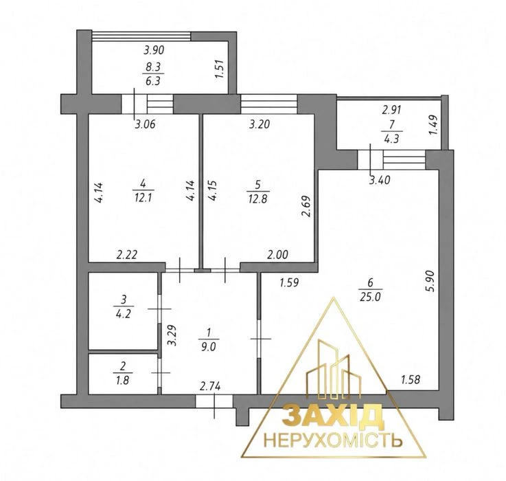 ЄВРОТРІЙКА в Новобудові за СУПЕРЦІНОЮ 1 258 $ / м² неподалік