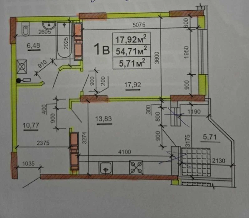 Видова 1-ка в новобудові, 55 кв.м., Жужоми, 1 (п3)