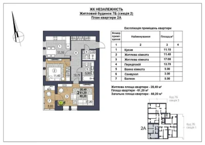 2 кімнатна квартира з чорновими роботами від забудовника