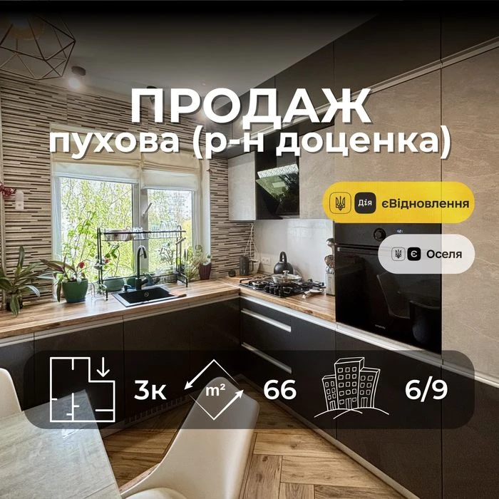 3-к Доценка меблі ремонт 66м Чернігів RB