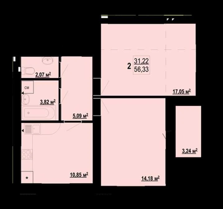 Продам 2 комн квартиру 57м2 ЖК Гидропарк J