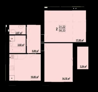 Продам 2 комн квартиру 57м2 ЖК Гидропарк J
