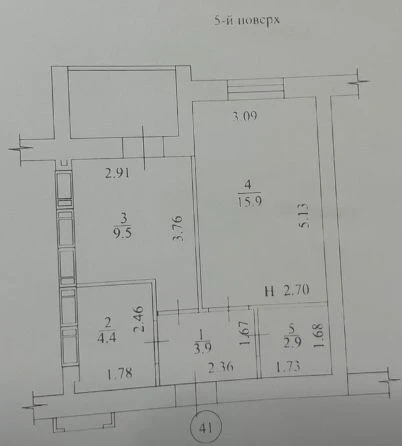 Продам однокімнатну квартиру 40,5 м/кв, 5/16, в ЖК Гідропарк