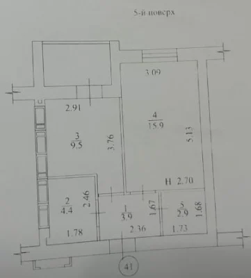 Продам однокімнатну квартиру 40,5 м/кв, 5/16, в ЖК Гідропарк