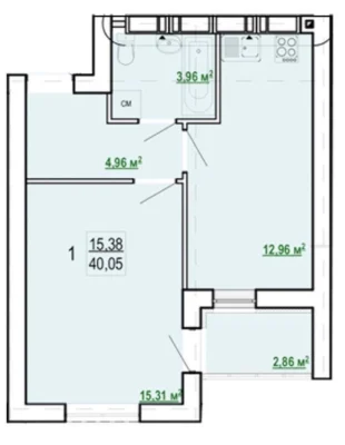 Продам 1 к.кв 40м/кв в ЖК Гидропарк pp3