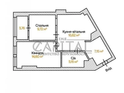 Sale of 2-room apartment 60 sq. m on Beresteyskyi Avenue 11 • ID