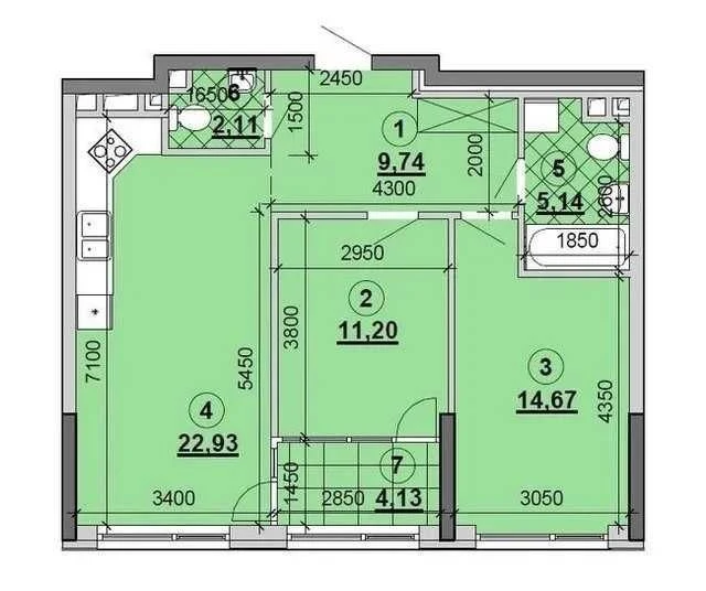 Продам 2-кім квартиру 71м2 ЖК Great Грейт Вид на Дніпро 2с4