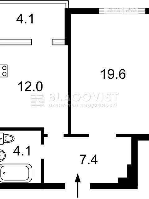 Sale of 1-room apartment 47.9 sq. m on Dniprovska embankment 1A • ID 34