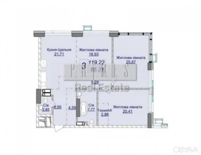 2-room apartment, 119 sq.m.