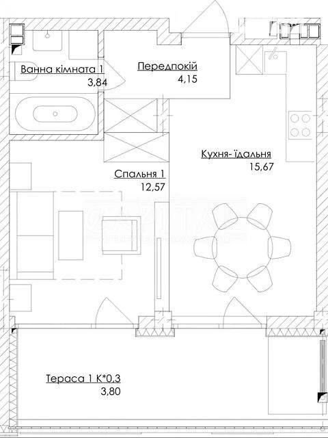 Продаж 1к квартири 40 кв. м на вул. Набережно-Рибальська дор