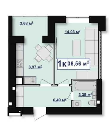 Продается 1-комнатная квартира ЖК Афины, от застройщика ИФМБ