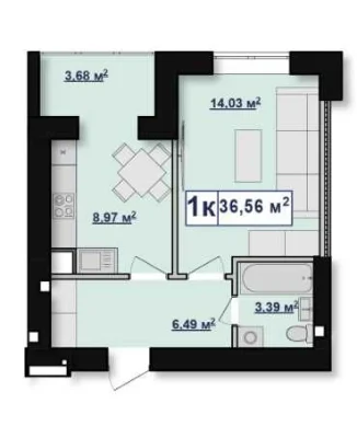 Продается 1-комнатная квартира ЖК Афины, от застройщика ИФМБ