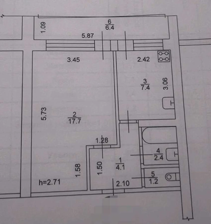 1-room apartment 40 m² for sale, Vasyliya Tyutyunnyka street, 2
