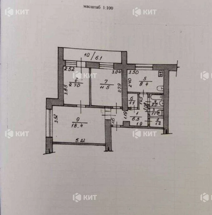 3 rooms, 63 sq. m. Center (metro stations: University, Kultury 10A, Sumy Market),