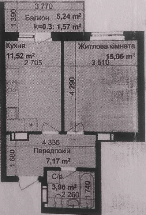 I am selling a 1-room apartment in a new building with documents in the Kryshtale residential complex.