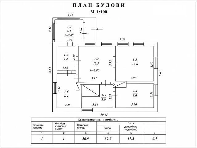Продаж 1 поверхового будинку з ділянкою на 35 соток, 56.9 кв
