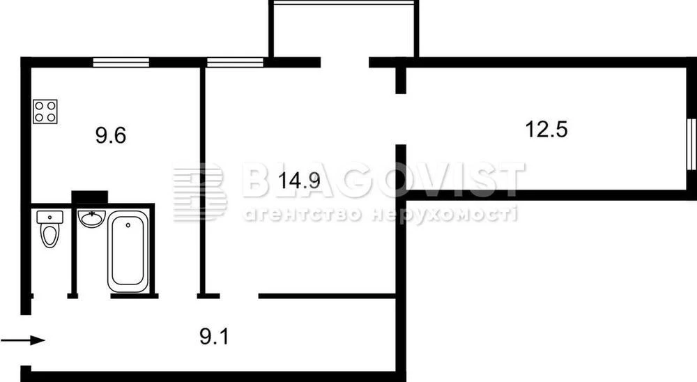 Exclusive 2-room apartment 50.5 m² Center, Bulvarno-Kudryavska