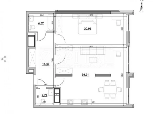 Sale of 2-room apartment 80 sq. m on Zaliznychne highway 45A • ID 3471