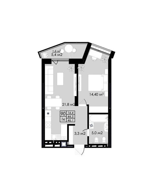 1-room apartment for sale in Prostir residential complex | Stryyska-Miklyosha st. | 46²B