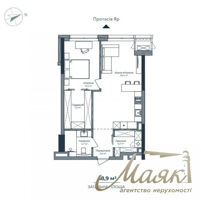 WITHOUT% 2-room apartment for sale in the premium residential complex A136, Pechersk, Ts