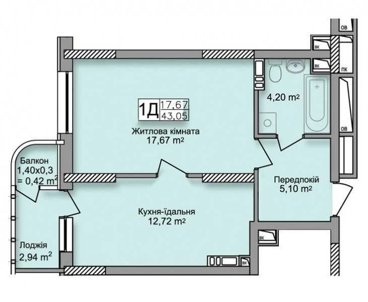 Продаж 1-к квартири 43 м². ЖК "Міністерський", вул. Ю. Кондр