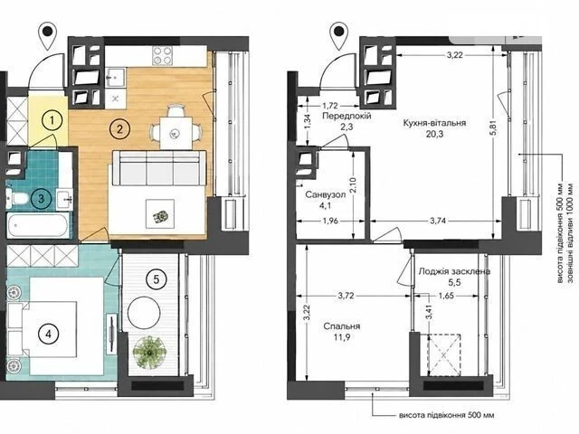 Sale of 1-room apartment 45.1 sq. m. on Gareth Jones Street 7 • ID 3