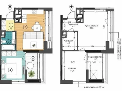 Sale of 1-room apartment 45.1 sq. m. on Gareth Jones Street 7 • ID 3