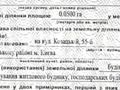 Ділянка. Київ, Козацька вул.
