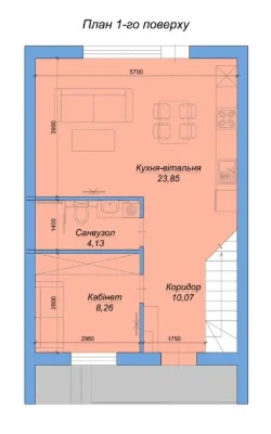 New townhouse 93 m² | 3 rooms | all utilities | rear