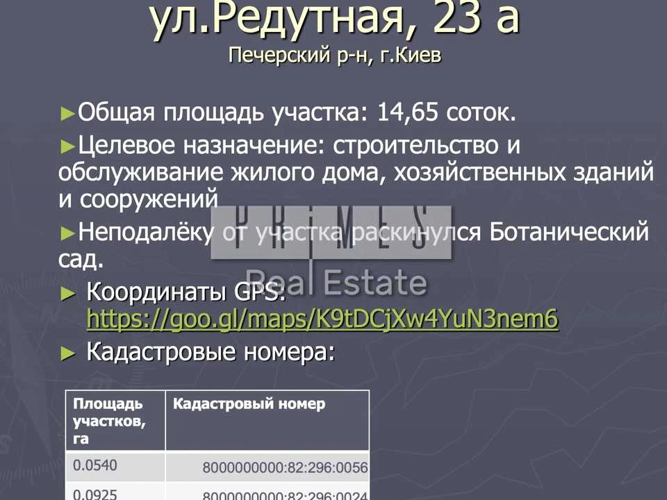 Ділянка. Київ, Редутна вул.
