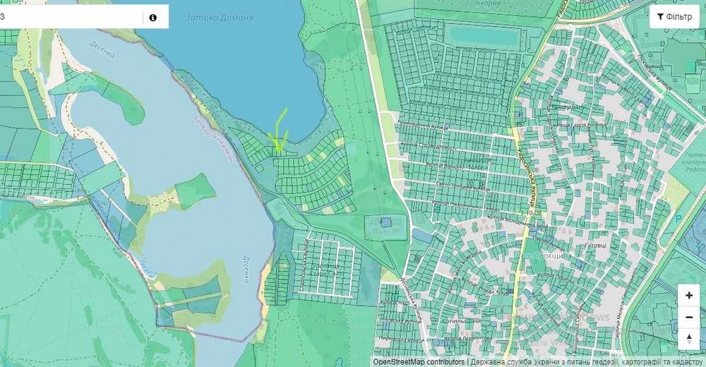 Продаж ділянки 10 соток перша лінія озера Деснянський р-н Тр