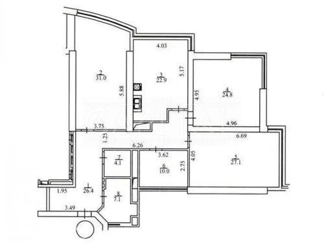 For sale 3-room apartment 155 sq. m on the descent of Klovsky 7A • ID 3468