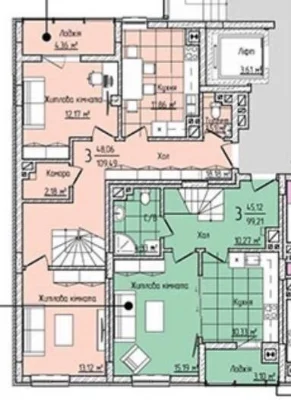 Продаж 3-х кімнатної новобудови (2 рівні) 109м² в р-ні ТЦ Ма
