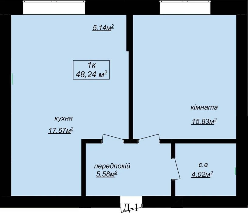 Продам 1к.кв 48м2 на 1-3  поверсі
