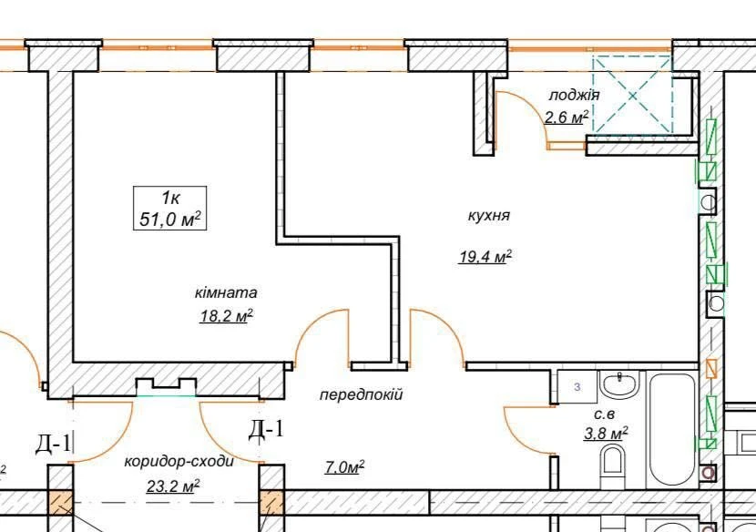 Продам квартиру 53 м2 - можна під 2к.кв !