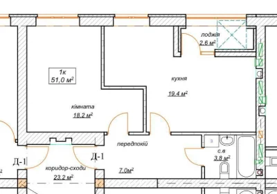 Продам квартиру 53 м2 - можна під 2к.кв !