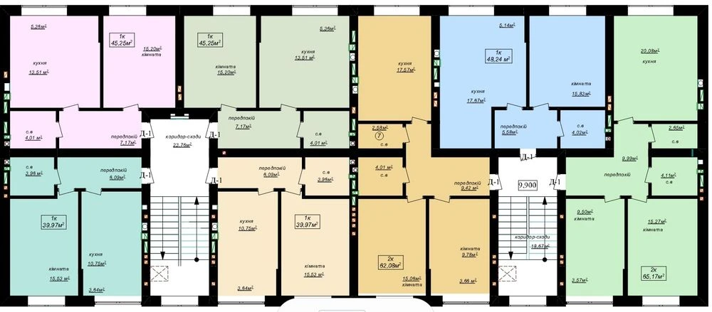 Продам квартиру [45 м2 ] з просторою кухнею на 2 поверсі