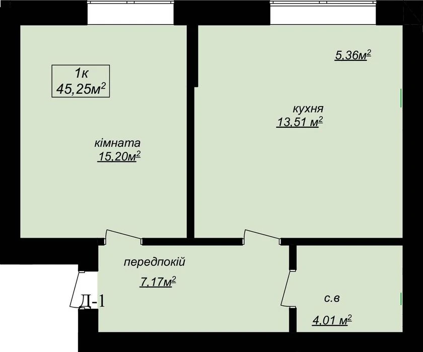 Продам квартиру [45 м2 ] з просторою кухнею на 2 поверсі