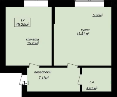 Продам квартиру [45 м2 ] з просторою кухнею на 2 поверсі