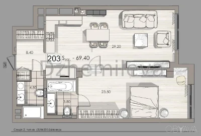 2-комнатная квартира, 71 м.кв.