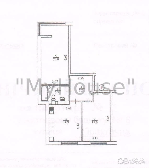 2-комнатная квартира, 53 м.кв.