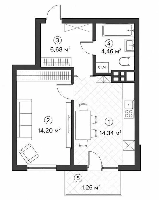 One-room apartment for sale, residential complex 7th quarter, Olesya St. 13, Vyn